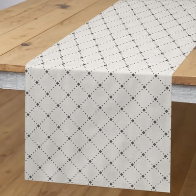 ABAKUHAUS Geometrische rhombus – Tafelloper 40x180 cm – Eierschaal & Grijs