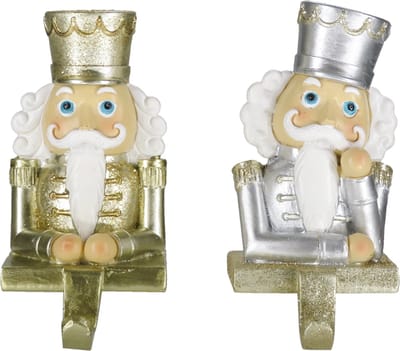 Clayre & Eef Haak Kerstsok Set van 2 Notenkraker 12 cm Goudkleurig Kunststof