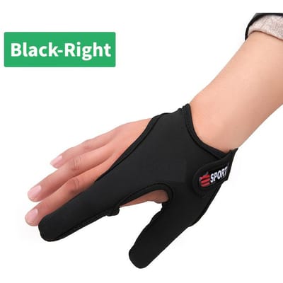 1 paire de gants de pêche pour deux doigts, adaptés pour le lancer et le contrôle de la ligne, pour la main gauche ou droite Right Hand noir
