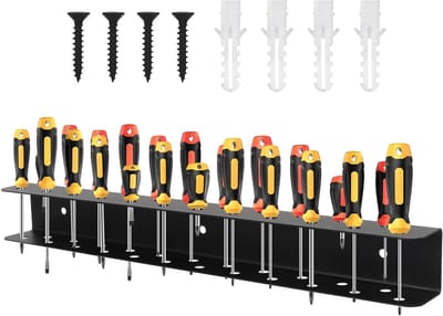 Tool Organizer voor Wandmontage, Schroevendraaier Wandhouder met Schroeven en Verlengbuis, Ideaal voor Werkplaatsen en Werkbanken met 23 Holes en Extra Opbergruimte