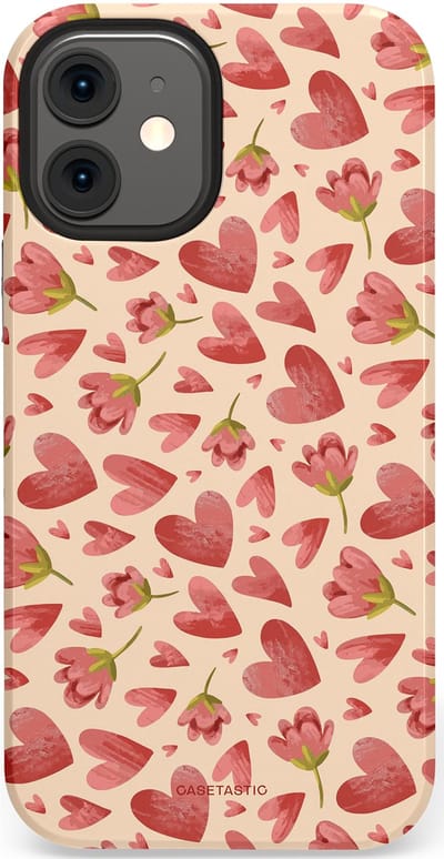 Casetastic Hoesje Geschikt voor Apple iPhone 12 Mini - Stijlvolle Beschermende Duo-layer Case - Verbonden Hartjes