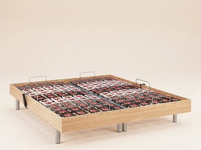 Vente-unique Elektrische lattenbodem met contactplaatjes van eikenhout van Ysmée - 2 x 65 contactplaatjes - 2 x 80 x 200 cm - OKIN motoren
