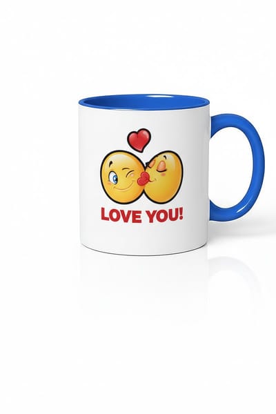 Mok 'LOVE YOU!' met Knipoog & Kus Emojis - Romantisch Liefdescadeau