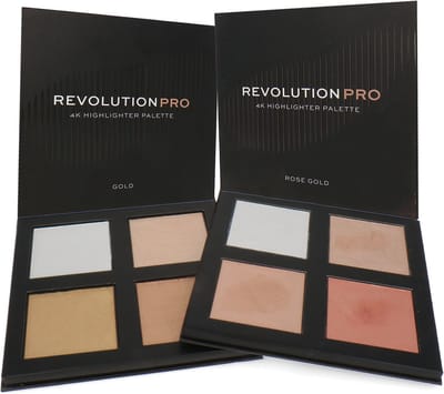 Makeup Revolution 2 x Revolution 4K Highlighter Palette - Gold-Rose Gold (doosje met krasjes)