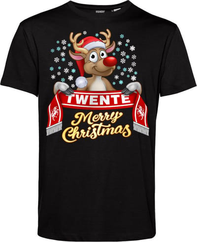 T-shirt Twente | Foute Kersttrui Dames Heren | Kerstcadeau | FC Twente supporter | Zwart | maat XS