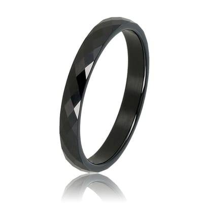 My Bendel - Keramieken Ring Facet Geslepen Zwart 3mm - Keramieken Ring • Facet Geslepen • 3 Mm • Zwart - met Luxe Cadeauverpakking | Sieraden Voor Dames | Maat 17.00 Mm / Maat 53