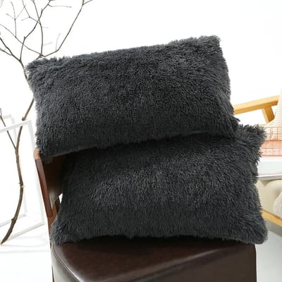 1 STK Zachte Pluche Bont Vacht Kussenhoes Beddengoed Kussensloop Sierkussenshoes Klassiek Huisdecor Kussensloop Kussenhoes 50X70 50x70cm donkergrijze kleur