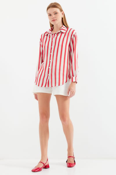 Satin Lange Mouw Knop-Up Shirt