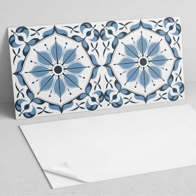 Coloray Wandpanelen Zelfklevend - Bloemenpatroon met details PVC Wandpaneel - 100 cm x 50 cm - Blauw Wandbekleding Zelfklevend - 1 stuk - Mozaïeken Wandpanelen Zelfklevend - Wandpaneel Keuken - Wandpanelen Badkamer