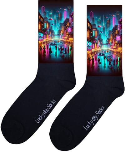 Future - Valentijns Cadeau - Grappige sokken - Leuke sokken - Hem Haar sokken - Vrolijke sokken - Sint cadeau - Vaderdag - Moederdag - Verjaardag cadeau - Kerst cadeau - Leuk Cadeau - Toekomst - Fantasie - Print sokken - Socks maken Happy - 37-44