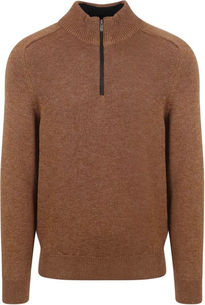State Of Art Half Zip Trui Melange Camel Bruin - Maat XXL - Heren - Pullovers
