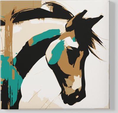 Canvas Schilderij - Abstract - Paard - Dieren - 40x40x2 cm
