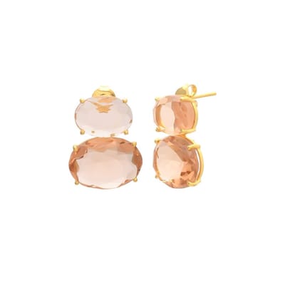 Statement Oorbellen Liv met Champagne steen – Luxe & Uniek Cadeau