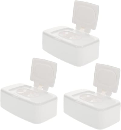 Babydoekjes Dispenser - Opbergdoos Vochtige Doekjes - Draagbaar Opbergen - Navulbaar Met Deksel - 3 Stuks - Wit