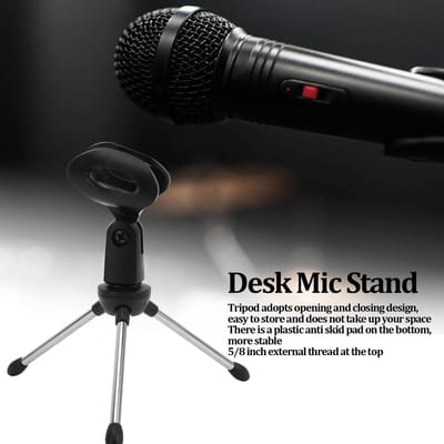 Dailygoods- Microfoonhouder Schokbestendig - Desktop Statief - Antislip - Verstelbare Hoek - Hoogwaardig Roestvrij Staal - Gemakkelijk Op te Bergen - Microfoonstatief