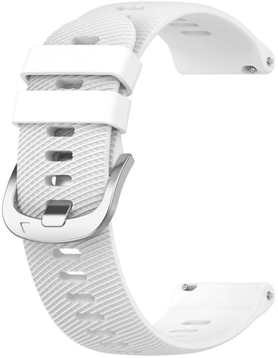 Siliconen bandje - geschikt voor Garmin Vivoactive 4 / Venu 4 (45mm) / Venu 3 / 2 / Forerunner 255 / Forerunner 265 / 570 (47mm) en Polar Vantage M / M2 / V3 / Grit X (Pro) - gesp - wit