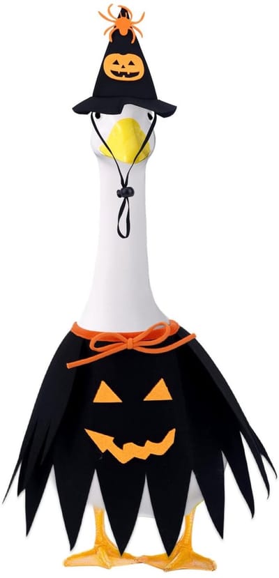Dailygoods- Gans Outfit Halloween - Cape/Pompoenhoed - Tuindecoratie - Buiten Decoratie - Kunststof Gans - 58,42 cm Decoratie