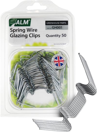 ALM 'M' glasklemmen - set van 50 stuks - klemmen voor glas van tuinkas broeikas en serre - glasclips glasveren - broeikasklemmen
