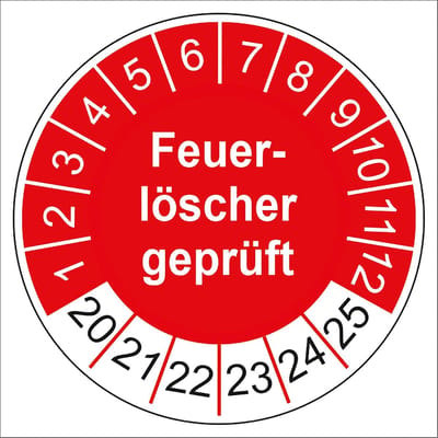 Teststickers Brandblusser - Keuringsstickers Brandbeveiliging - Veiligheid Controleren - UV-bestendig Folie - 30mm Rond - Rood