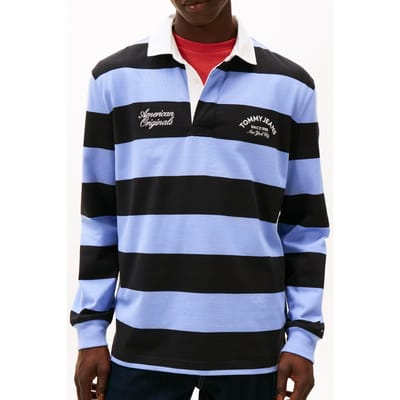 Tommy Hilfiger Relaxed Stripe Polo Nordic Iris Stripe Taglia: S | Maglie a manica lunga Outlet | Uomo | Viola