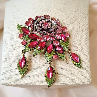 Klassieke Retro Barok Stijl Grote Strass Broches Voor Vrouwen Luxe Vintage Kristallen Hanger Spelden Dames Feest Banket Gespen brown
