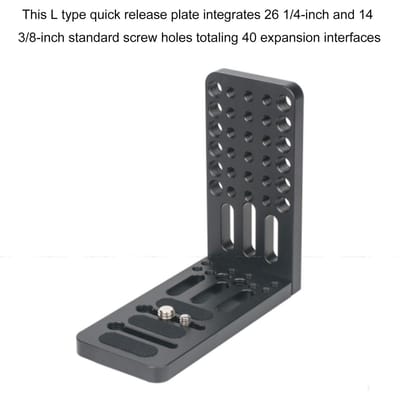 L-vormige Camera Kaasplaat met 1/4 en 3/8 Schroefgaten Verlenging Schakelende Montageplaat voor DSLR Camera gray