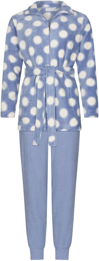 Pastunette - Huispak - Blue Fog - Fleece - Blauw/Wit - Maat 42