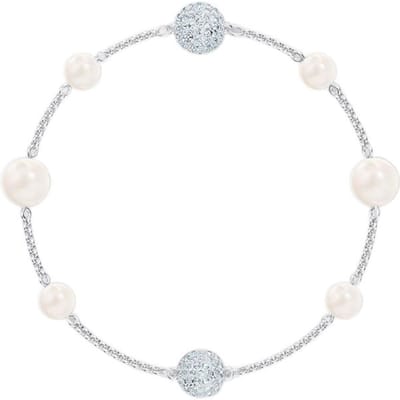Swarovski Remix Collectie Verfijnd Vierkant Belegd Parel Kristal Magnetische Sluiting Elegante Roségoud Metaal Armband Damesarmband Zilver 5570815 Box (Random Color),S white