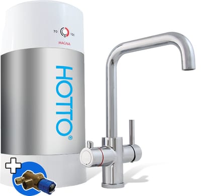 HOTTO Combi 8L - Quadro chroom 3-in-1 kraan - inlaatcombinatie - mengventiel