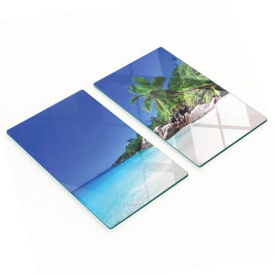 Decoratieve snijplanken van gehard glas met Seychellen strandmotief, 2x30x52 cm