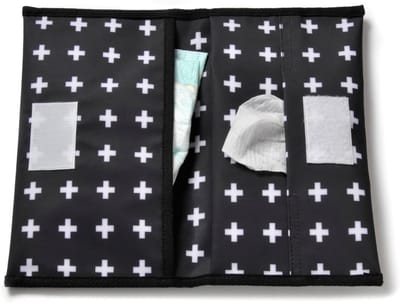 Luieretui voor onderweg - Compacte luiertas - Snelle verzorging - Met doekjesdispenser - 26 x 14.5 cm - Zwart