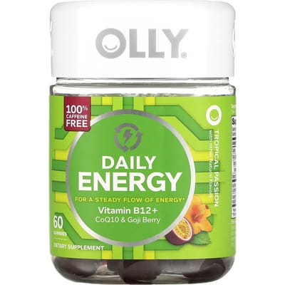 OLLY, énergie quotidienne, sans caféine, passion tropicale, 60 gummies