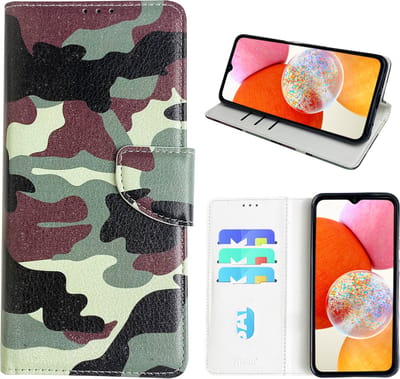 Hoesje geschikt voor Samsung Galaxy A14 Bookcase met camouflage print