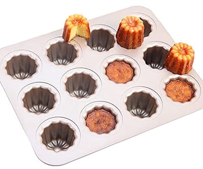 12 Cavity Channel Mold - GOODCHANCEUK Carbon Steel Nonstick Cupcake Molds 12 Cup Muffin Molds Canneles Tin Gold - ShopVlot