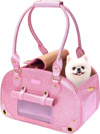 Dieren Reistas - Huisdier Tas - Veilig Vervoer - Waterdicht Leer - 40 x 20 x 24 cm - Roze