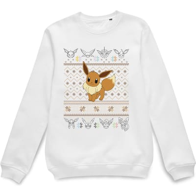 Pokemon Eevee Christmas Jumper - White - S
