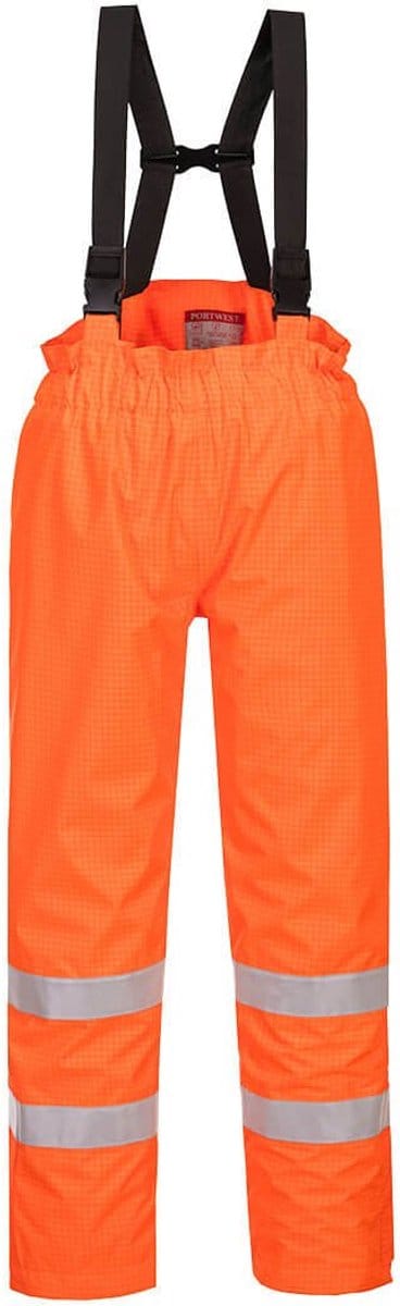 Portwest Bizflame Gevoerde Regenbroek Hi-Vis Antistatisch FR S781 - Oranje - M
