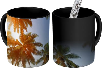 Magische Mok - Foto op Warmte Mokken - Koffiemok - Palmboom - Zon - Zomer - Tropical - Magic Mok - Beker - 350 ML - Theemok