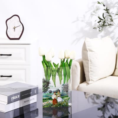 Boekvormige Vaas voor Bloemen, Decoratieve Vaas voor Tulpen, Unieke Vaas voor Thuis en Kantoor, Perfect Cadeau voor Boekenliefhebbers