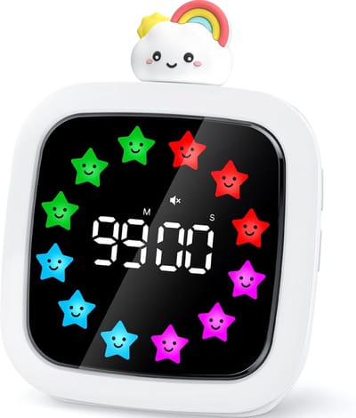 Visuele Timer, Stille Oplaadbare Afteller van 99 Minuten, 9 Kiesbare Weergavekleuren – Tijdsbeheerhulpmiddel – Geschikt voor Kinderen en Geschikt voor Volwassenen (Regenboog)