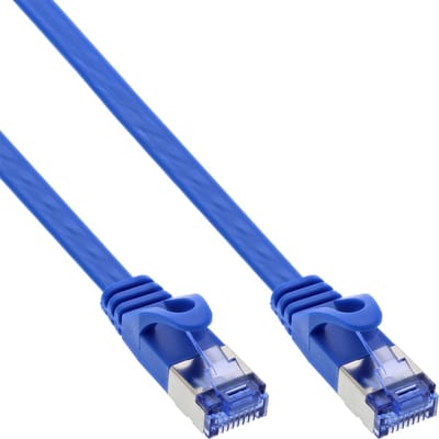 InLine® Patchkabel plat, U/FTP, Cat.6A, blauw, 10m