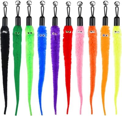 Worm Cat Toy Refills - Kattenhengel Vervanging - Interactieve Spelletjes - Veelkleurig Set - 10 Stuks - Diverse Kleuren