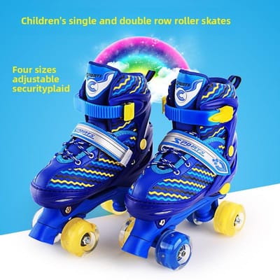 Volledige Flash Witte Rolschaatsen Volwassen Mannen en Vrouwen Dubbele Rij Wieltjes Snelheidsschaatsen Volledige Set Kinder Schaatsen L (size 38-41)
