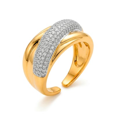 Luxenter Ring met schitterende zirkonia, afgewerkt in 18 karaats geelgoud - Samoi