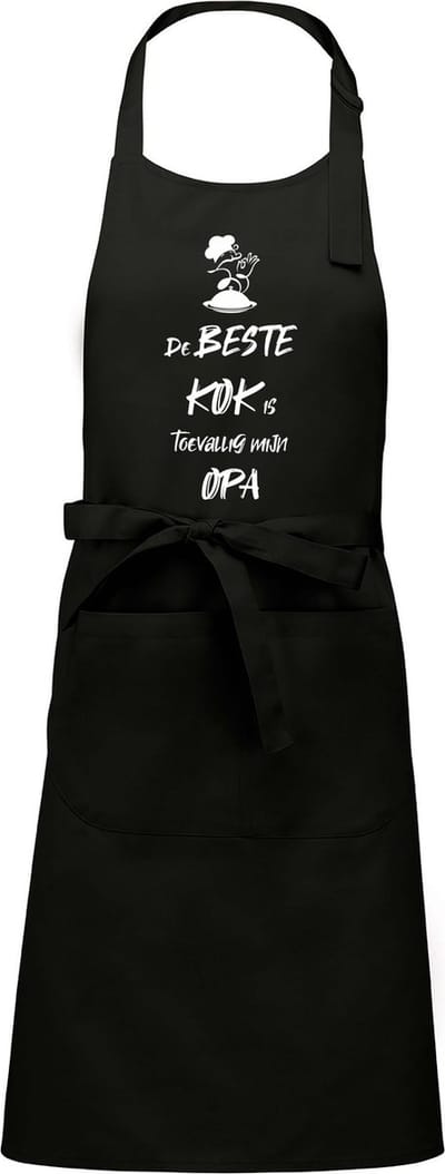 Mijncadeautje Schort De beste kok is toevallig mijn OPA - Mooie - grappige - leuke Keukenschort - Oud Zwart