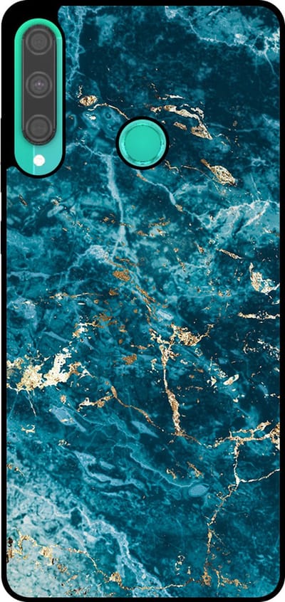 Smartphonica Telefoonhoesje Geschikt voor Huawei P40 Lite E met marmer opdruk - TPU backcover case blue marble design - Blauw geschikt voor Huawei P40 Lite E