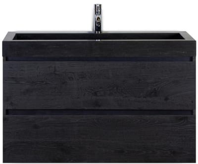 Maxx XL Badmeubelset 100 cm - Black Oak - Wastafel Lucca 1 Kraangat