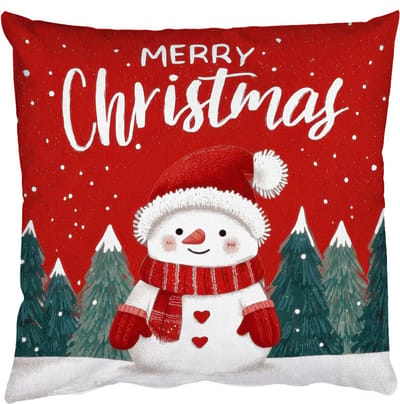 Sierkussens - Kussentjes Woonkamer - 40x40 cm - Kerstgroet - Sneeuw - Rood