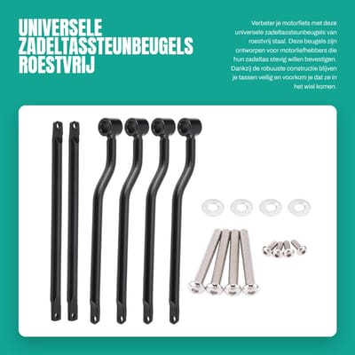 Dailygoods- Zadeltassteunbeugels - Roestvrij Staal - Universele Beugelset - Motorfiets Accessoire - Stevige Bevestiging - Hoogwaardige Duurzaamheid - Motorsteun
