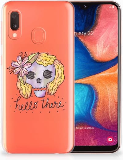 Silicone Back Case Samsung Galaxy A20e Boho Skull